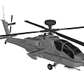 Military Attack Helicopter With Rotor Cockpit And Weapon Mounts 3d model
