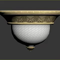 White Round Lighting Combination Eight Units Arranged in Arc on Black Surface Gold Base Reflections