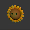 Cartoon Sunflower Game Movie Character With Smiling Face Orange Petals And Brown Center