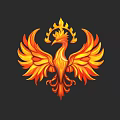 Ornate Phoenix Pendant With Fiery Orange Feathers And Flame Accents
