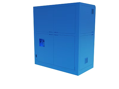 Blue Heavy Duty Storage Cabinet With Multiple Doors And Small Window 3d model