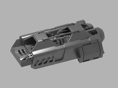 Gray Industrial Mechanical Component With Complex Structure And Grooves Design 3d model