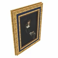 Ornate Gold Framed Classical Portrait Painting Of Man In Dark Coat With White Collar