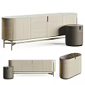Modern TV Stand Design With Dark Wooden Finish Cabinet Doors And Stool