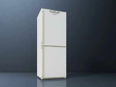 White Upright Double Door Refrigerator Freezer with Sleek Surface and Modern Design 3d model