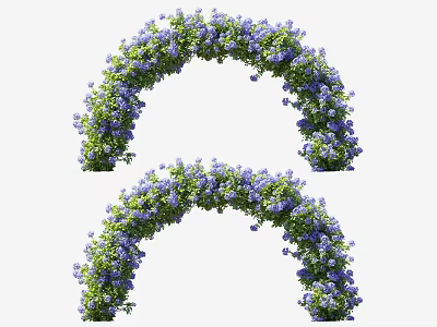 Outdoor Garden Flower Arches Decorated With Purple Flowers And Green Leaves 3d model