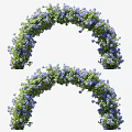 Outdoor Garden Flower Arches Decorated With Purple Flowers And Green Leaves