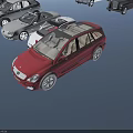 Red SUV Car With White Wheels Transparent Windows And Interior Seats