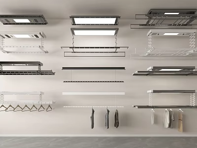 Various Modern Clothes Hangers With Different Designs And Wall Mounted Storage Solutions 3d model