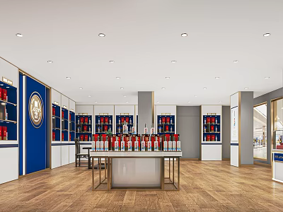 Tobacco and Liquor Store Interior Design With Shelves Displaying Wine Bottles and Counter 3d model