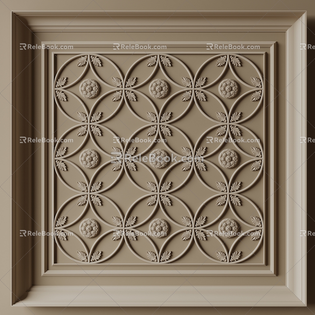 French ceiling line plaster line carved 3d model