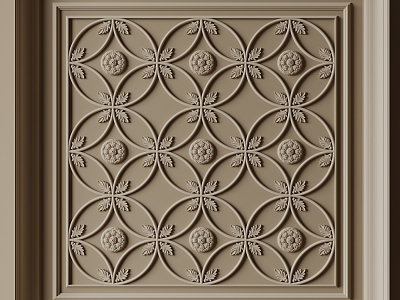 French ceiling line plaster line carved 3d model