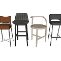 Modern Bar Stools With Different Styles And Materials For Kitchen Or Bar 3d model