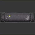 Industrial Cylindrical Tank With Metal Frame And Radioactive Warning Signs