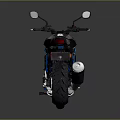 Stylish Modern Black Motorcycle With Blue Wheels And Sporty Frame Design