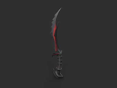 Dark Fantasy Weapon With Sharp Blade Red Glowing Accents And Intricate Hilt 3d model