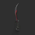 Dark Fantasy Weapon With Sharp Blade Red Glowing Accents And Intricate Hilt
