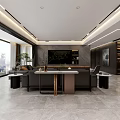 Modern Living Dining Room With Dark Sofa Armchair Coffee Table And City View