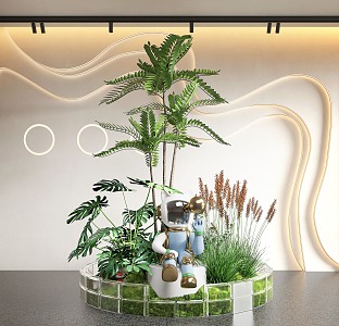 Modern Indoor Landscape Landscaping Landscape Setches Indoor Landscape Indoor Landscape Bryophytes Plant Heap 3d model