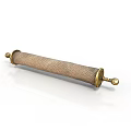 Decorative Scroll Equipment With Golden Spherical Ends And Woven Texture Surface