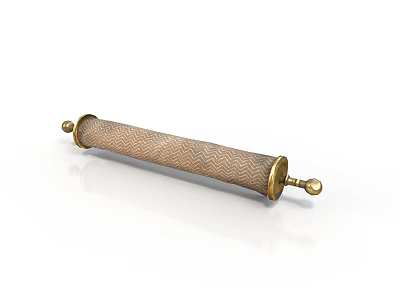Decorative Scroll Equipment With Golden Spherical Ends And Woven Texture Surface 3d model