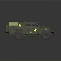 Military Vehicle With Green Body Red Cross Yellow Star Symbols And Medical Design