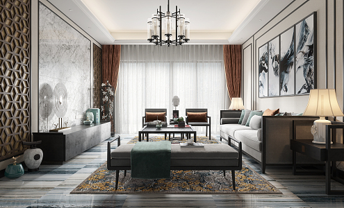 New Chinese Living Room 3d model