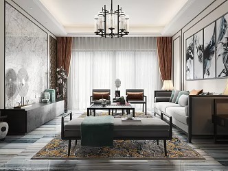 New Chinese Living Room 3d model