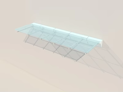 Glass Canopy with Metal Support Frame for Outdoor Shade Protection over Patio and Entryway 3d model