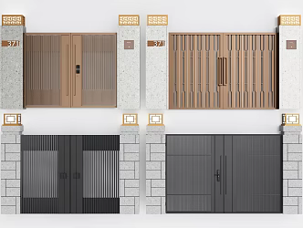 Modern gate villa patio door villa entrance door wrought iron gate 3d model