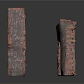 Red Brick Ruined Structures With Textured Surfaces And Broken Columns 3d model