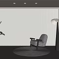 Elegant Venetian Blinds Enhance Modern Interior With Armchair Floor Lamp Plant And Rug