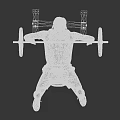 Man Performing Intense Barbell Bench Press Workout On Weight Bench 3d model