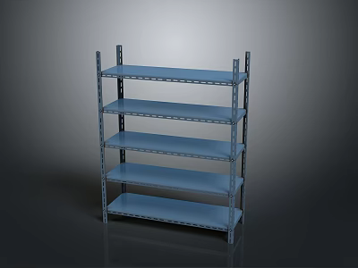 Sturdy Metal Shelving Unit With Multiple Blue Open Shelves For Storage And Organization 3d model