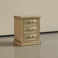 Elegant Beige Chest of Drawers with Three Drawers and Metal Handles in Glossy Finish