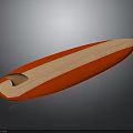 Stylish Red And Wooden Surfboard With Long Shape And Tail Fin For Daily Use
