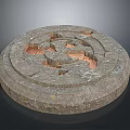 Decorative Circular Stone Piece With Intricate Carved Pattern And Natural Textured Surface For Home Decor