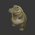 Cute Chubby Hippo Figurine With Round Body And Big Eyes Standing Upright