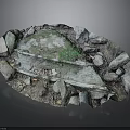 Decorative Wooden Stone Structure With Natural Texture Moss Pebbles And Fallen Leaves