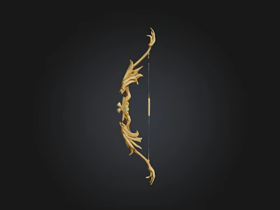 Golden Decorative Bow Featuring Intricate Floral Patterns And Ornate Design 3d model