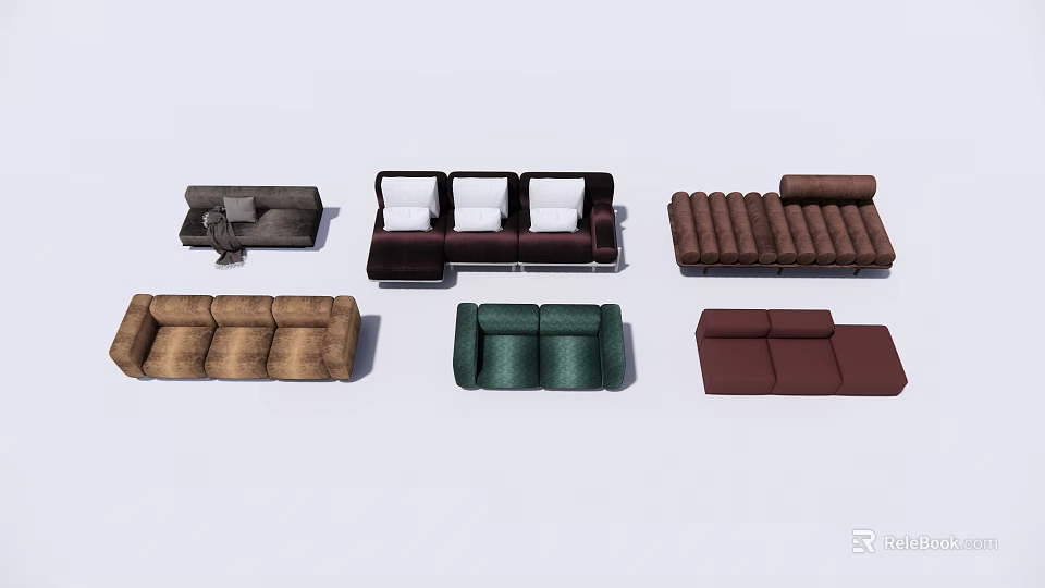 Various Modern Sofa Set Combinations With Multiple Colors And Stylish Designs 3d model