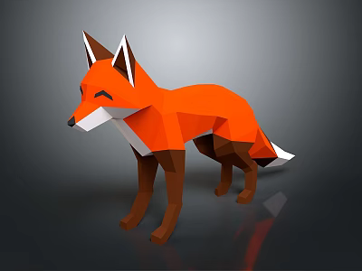 Stylized Low Poly Digital Orange Fox Game Movie Character 3d model