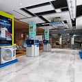 Modern Home Appliance Showroom Featuring Air Conditioners Refrigerators With Display Stands And Bright Interior