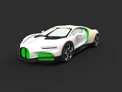 White Luxury Sports Car With Green Accents And Modern Sleek Design 3d model