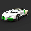 White Luxury Sports Car With Green Accents And Modern Sleek Design