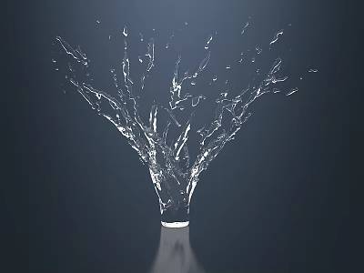 Transparent Glass Vase With Dynamic Water Splash Effect On Dark Background 3d model
