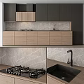 Sleek Modern Kitchen Interior Design With Wooden Cabinets Marble Countertop And Sink