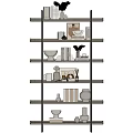 Modern Wooden Shelving Unit With Multiple Tiers Holding Books Vases And Decorative Items