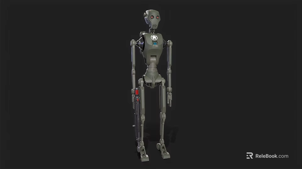 Mechanical Robot Character With Metallic Body Jointed Limbs And Round Head 3d model