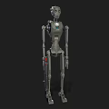 Mechanical Robot Character With Metallic Body Jointed Limbs And Round Head 3d model